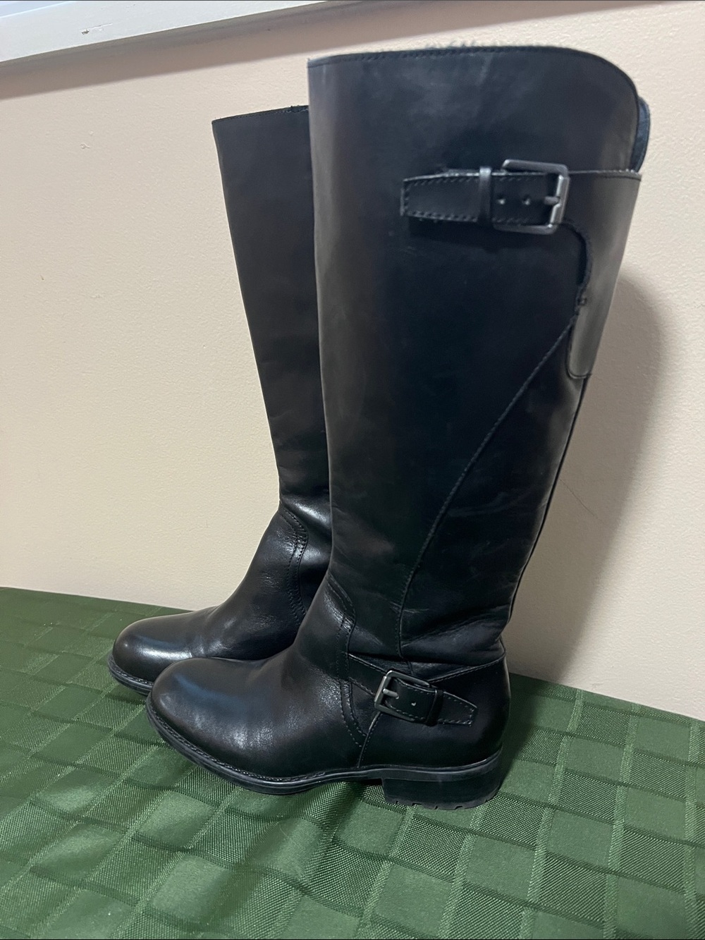 Franco Sarto black leather wide-calf knee-high riding boot